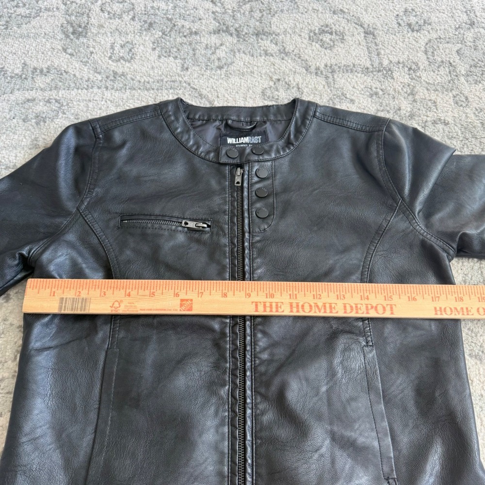 William Rast Womens Black Faux Leather Moto Jacket Small Justin Timberlake Biker - Picture 6 of 8